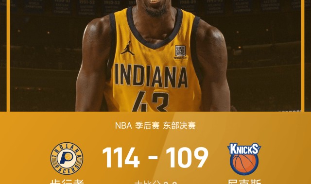 🏀NBA季后赛战报：西亚卡姆39分，布伦森空砍36+11，步行者114-109尼克斯